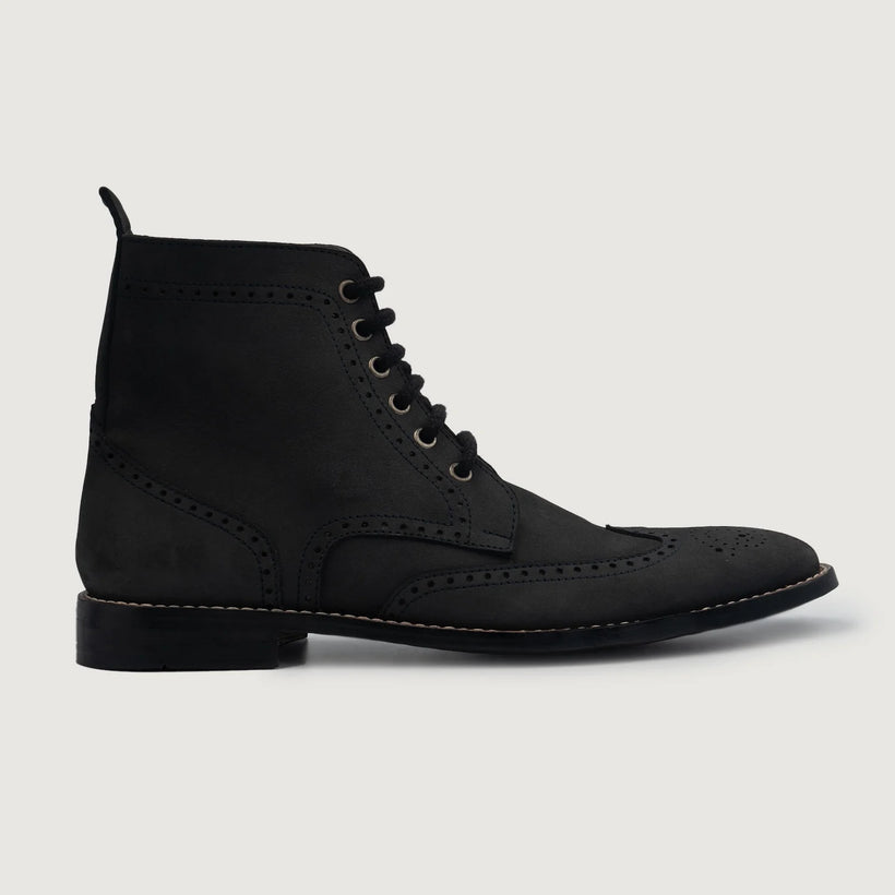 Duster Brogues Derby Черная Nubuck Leather Boots мужская
