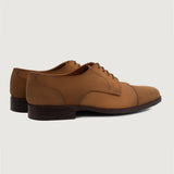 High-Traction Rubber Outsole & Lug Tread Pattern on Attorney Derby Brown Nubuck Leather Shoes For Men