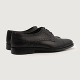 High-Traction Rubber Outsole & Lug Tread Pattern on Dirk Brogues Derby Black Leather Shoes