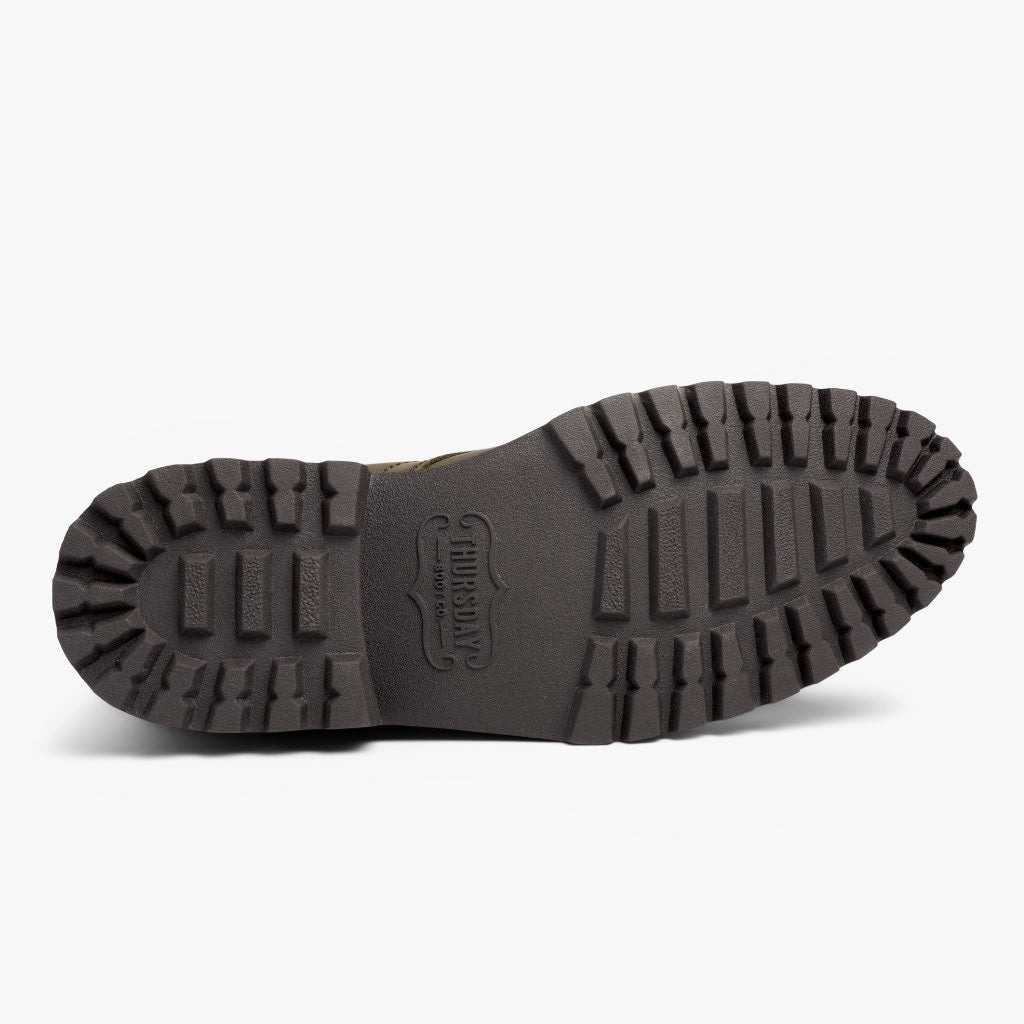High-Traction Rubber Outsole & Lug Tread Pattern on Captain StormKing® Dark Olive Matte Кожаные ботинки для Мужчин
