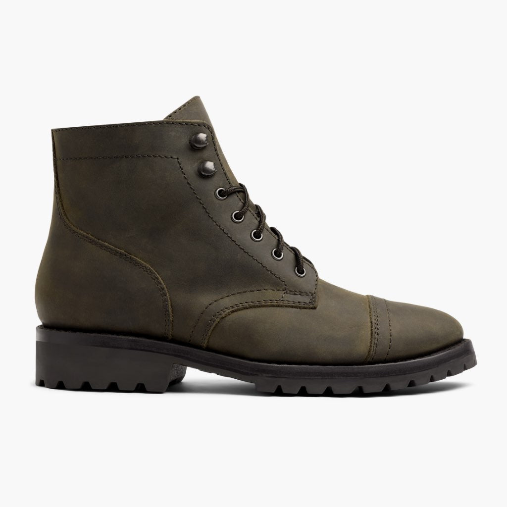 Olive Full-Grain leather Boots - Рантовая конструкция Goodyear Welt и носок обуви