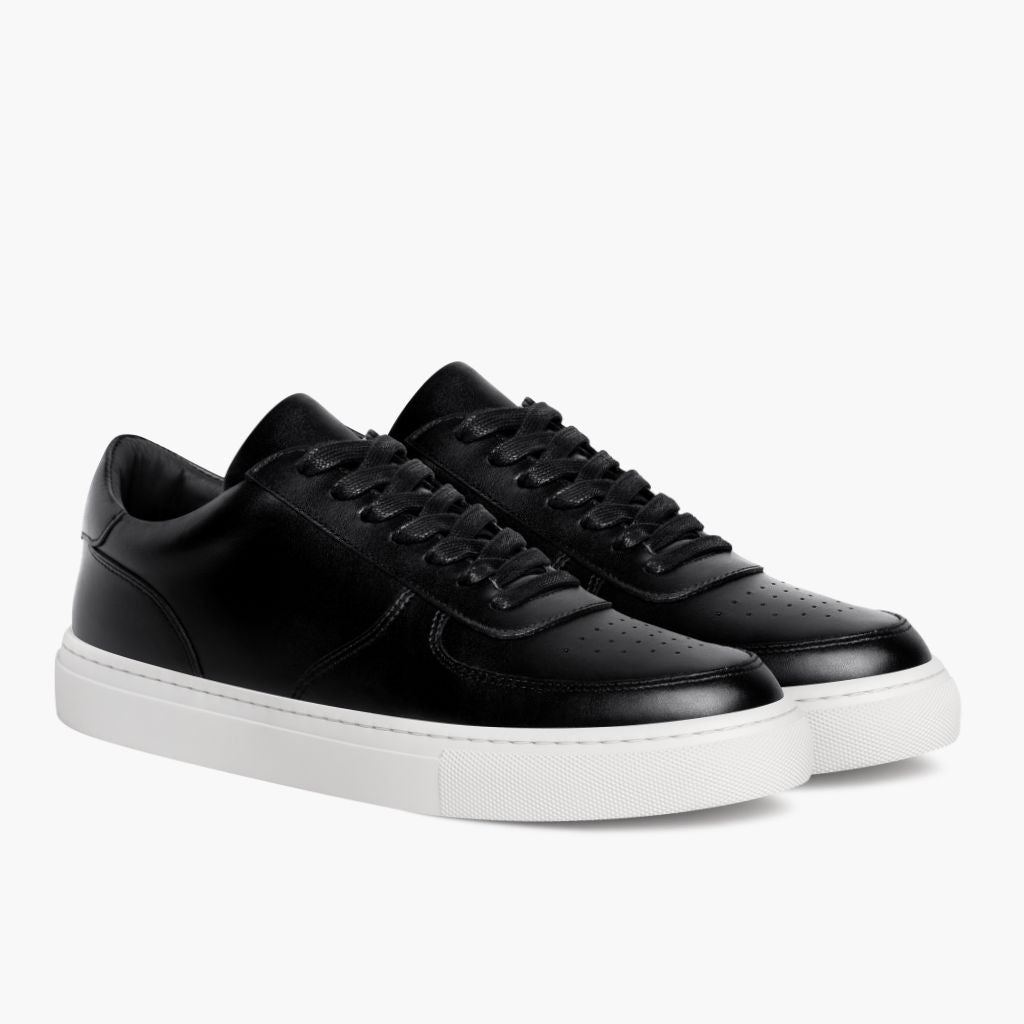 Court Black Leather Sneakers в натуральной черной яловой коже - Вид сбоку | Купить в официальном онлайн-магазине