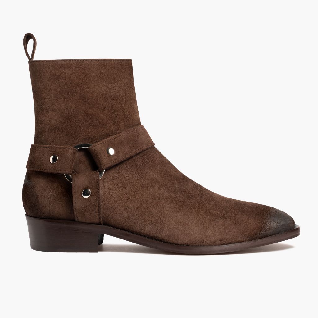 Dark Brown Goatskin Suede Leather Boots - Рантовая конструкция Goodyear Welt и носок обуви