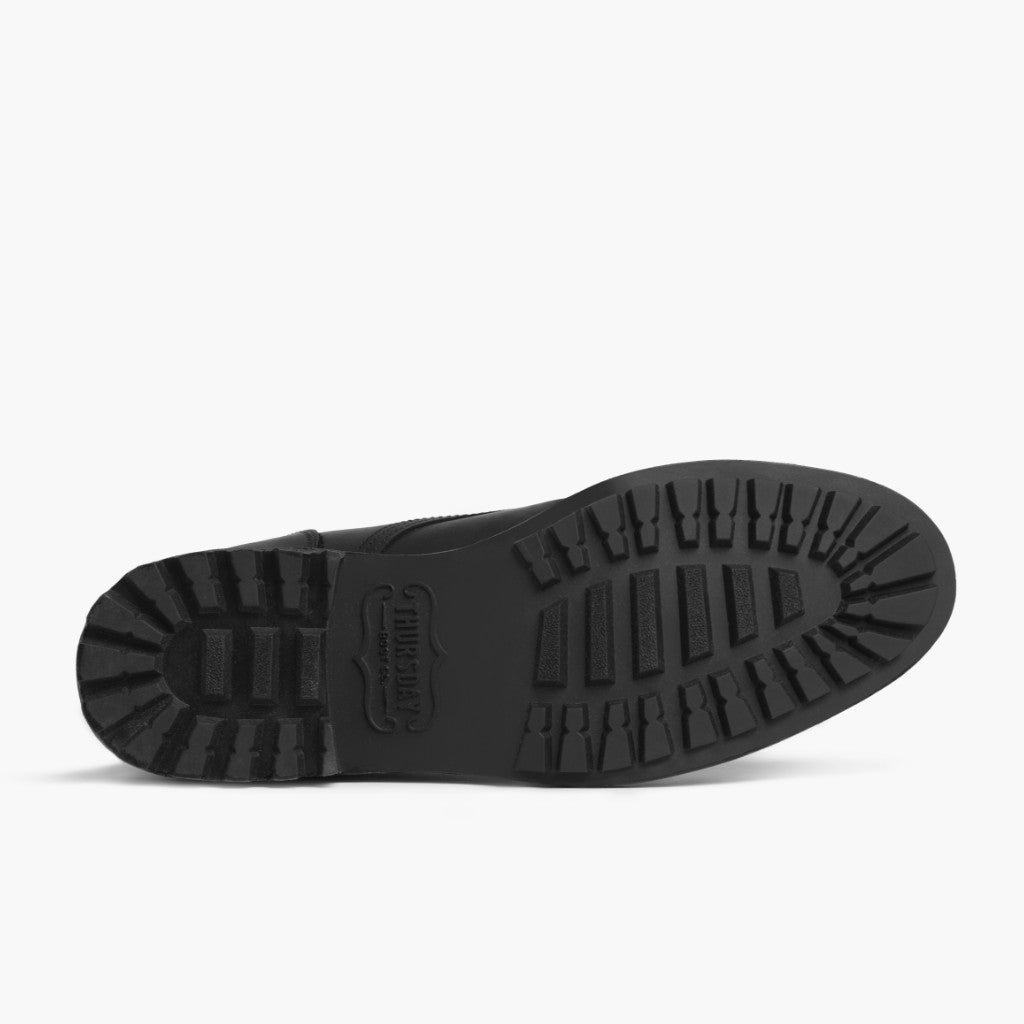 High-Traction Rubber Outsole & Lug Tread Pattern on Logger Черный Matte Кожаные ботинки для Мужчин
