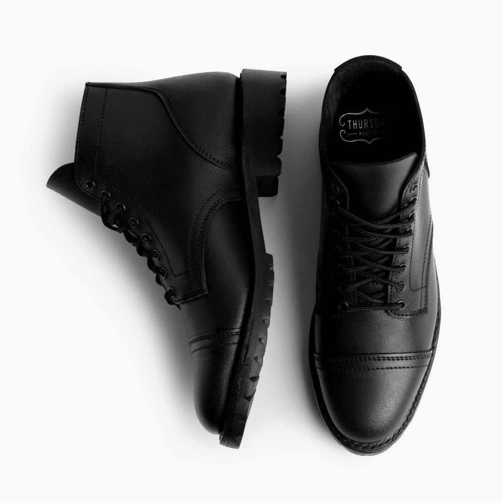 Vanguard Черный Waxed Roughout Кожаные ботинки для Мужчин For Men - Усиленный задник и точная двойная строчка