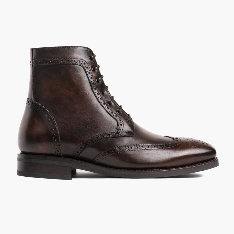 Wingtip Dark Oak Leather Boots мужская