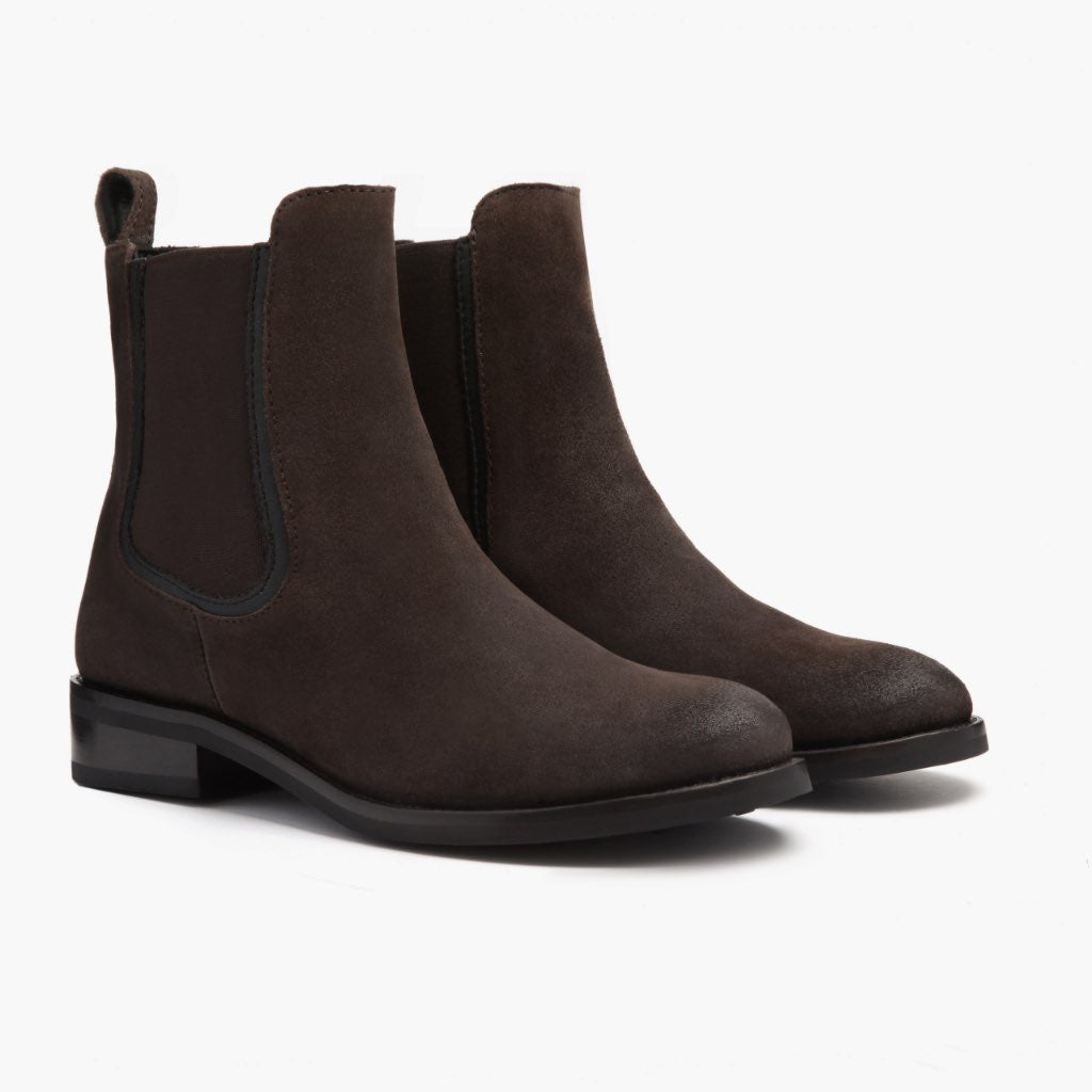 Dark Brown Goatskin Suede Leather Boots - Рантовая конструкция Goodyear Welt и носок обуви