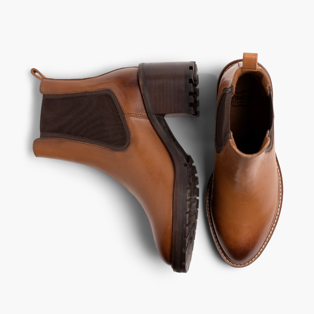 High-Traction Rubber Outsole & Lug Tread Pattern on Knockout Toffee Кожаные ботинки для Женщин