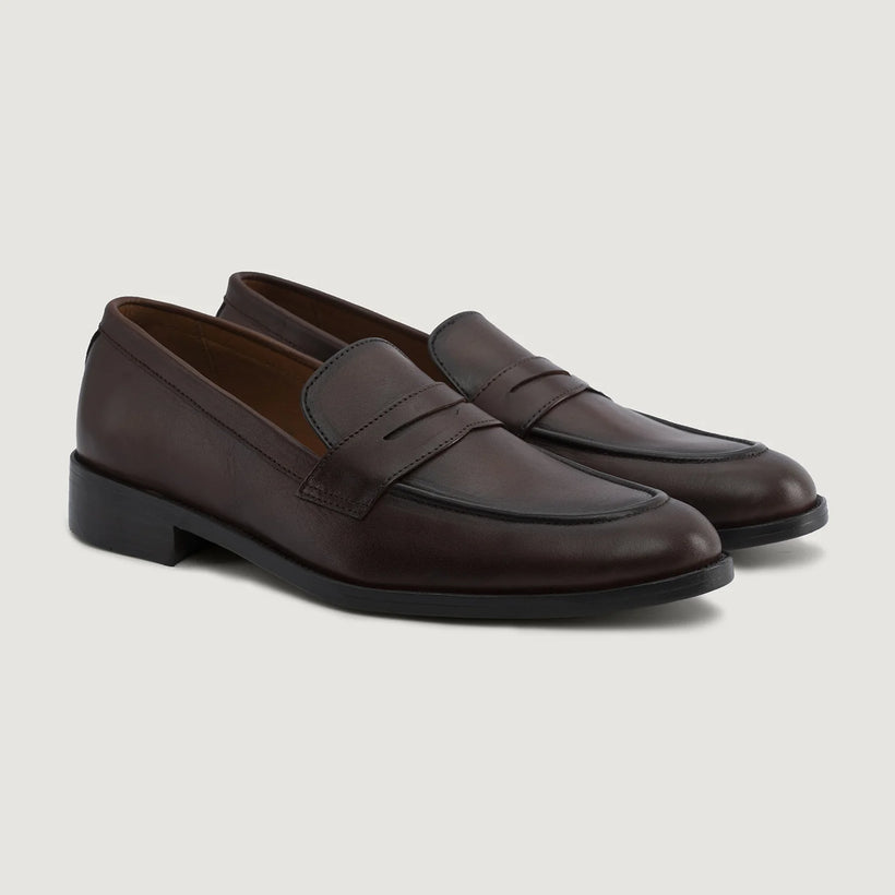 Baxton Burnished Коричневая Leather Loafers мужская
