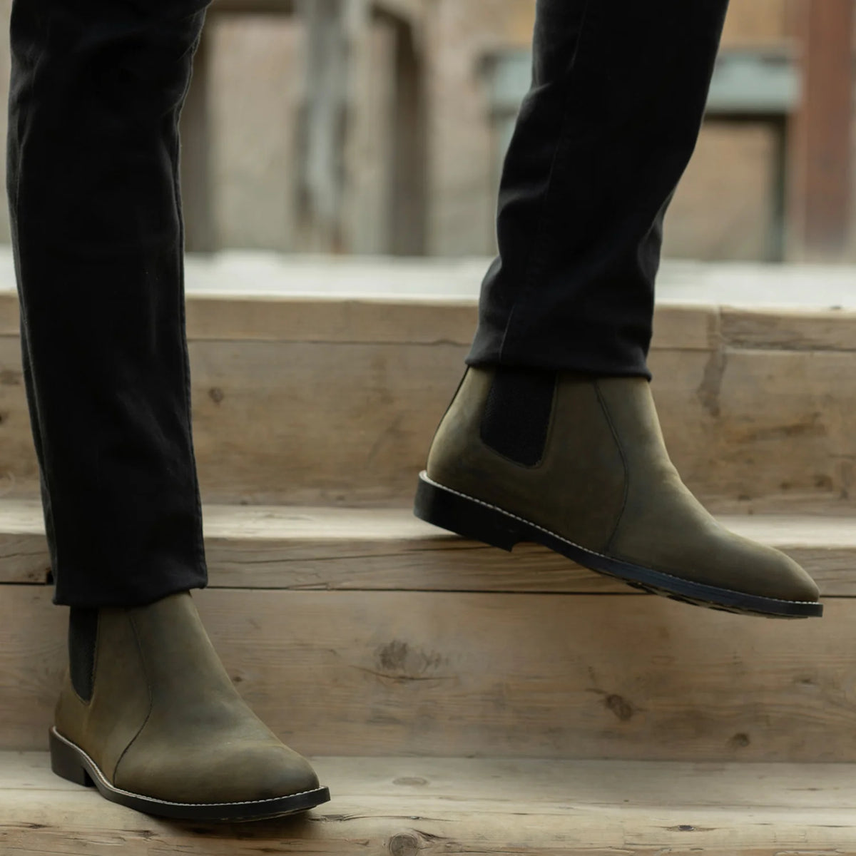Orlaven Clarkson Chelsea Olive Pullup Кожаные ботинки - StudGuard для Мужчин footwear image 9