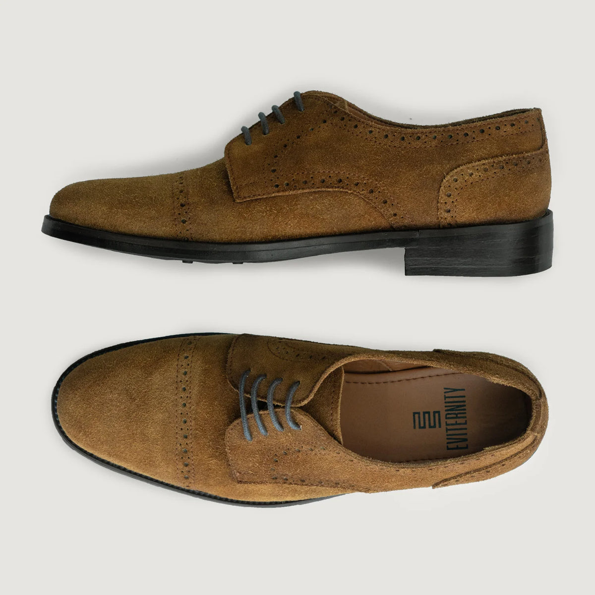 Dirk Brogues Derby Brown Suede Leather Shoes StudGuard For Men - Усиленный задник и точная двойная строчка