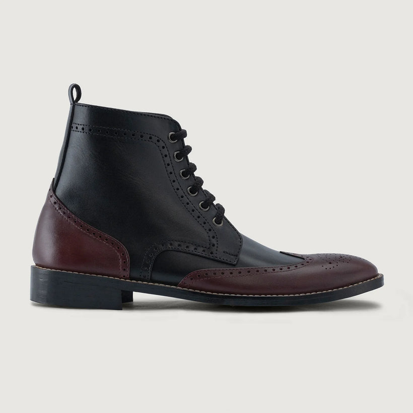 Duster Brogues Derby Бордовый Черный Кожаные ботинки - StudGuard для Мужчин