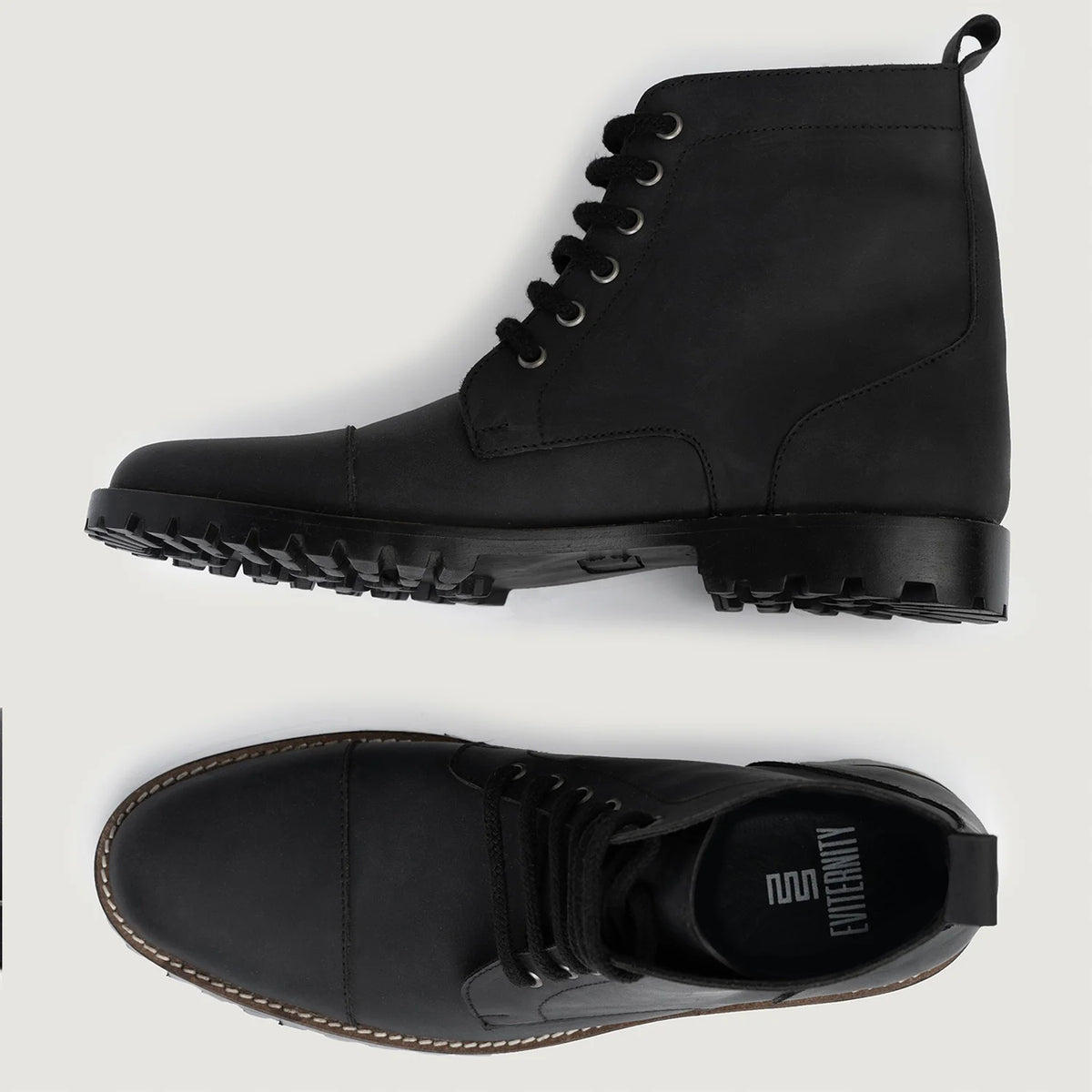Knight Derby Matte Black Pullup Leather Boots TerraGrip For Men - Усиленный задник и точная двойная строчка