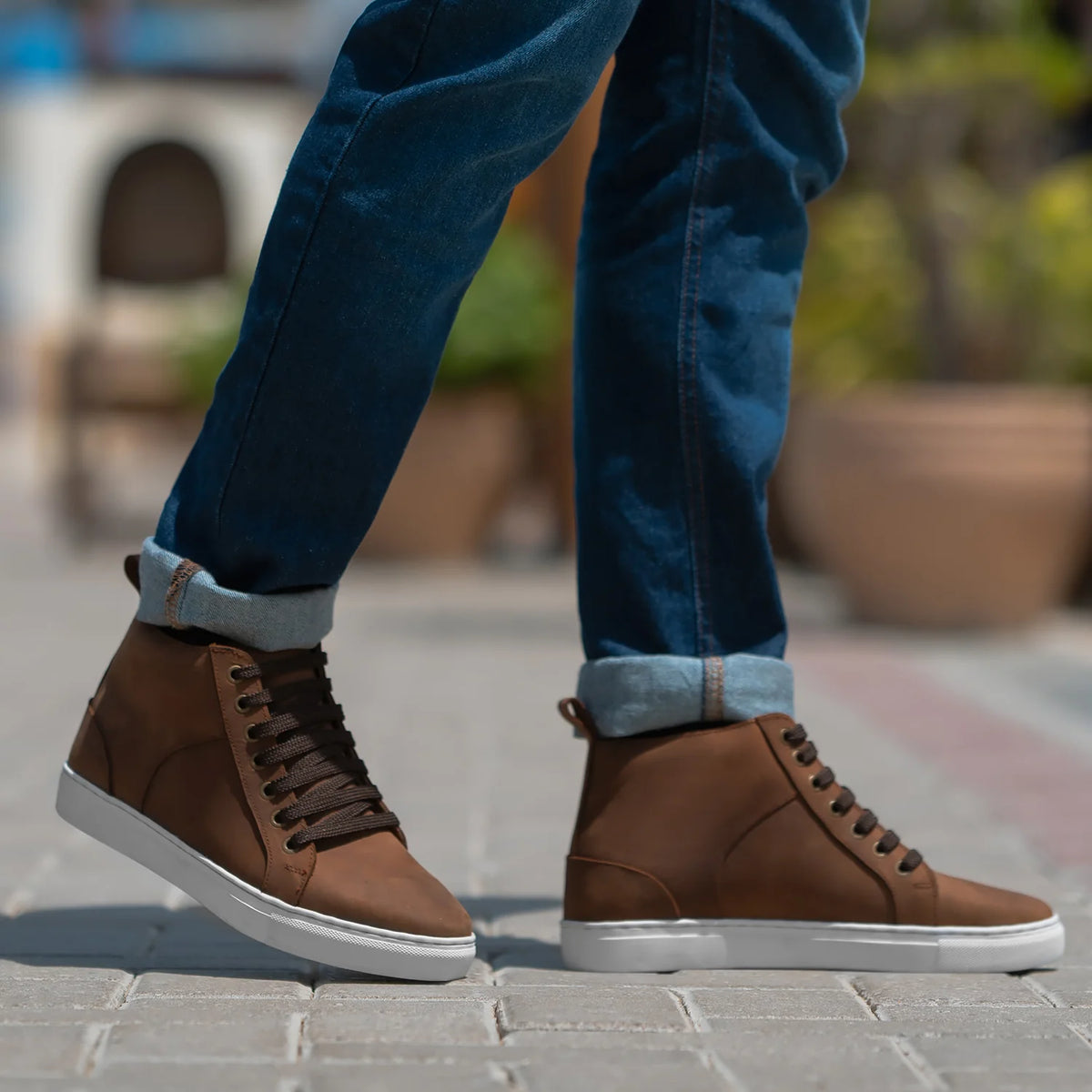 Brown Goatskin Suede Leather Sneakers - Рантовая конструкция Goodyear Welt и носок обуви