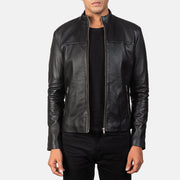 
Adornica Черный Кожаная куртка-косуха для Мужчин in Black Sheepskin Leather - Вид спереди и приталенный силуэт | Купить в официальном онлайн-магазине