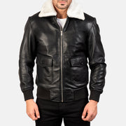 
Крупный план деталей of Shirt with Removable Fur & Zipper Hardware on Airin G-1 Black & White Leather Bomber Jacket
