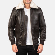 
Airin G-1 Коричневый Кожаный бомбер для Мужчин in Brown Sheepskin Leather - Вид спереди и приталенный силуэт | Купить в официальном онлайн-магазине