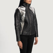 Black Sheepskin Leather Biker Jacket - Back View Showing Tailored Shoulder Fit &amp; Clean Hemline