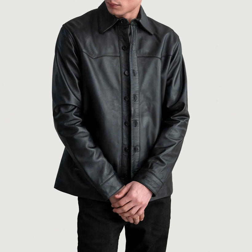 Bronco Черная Leather Shirt мужская