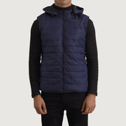 
Крупный план деталей of Classic Collar & Zipper Hardware on Carlo Синий Утепленный жилет с капюшоном для Мужчин