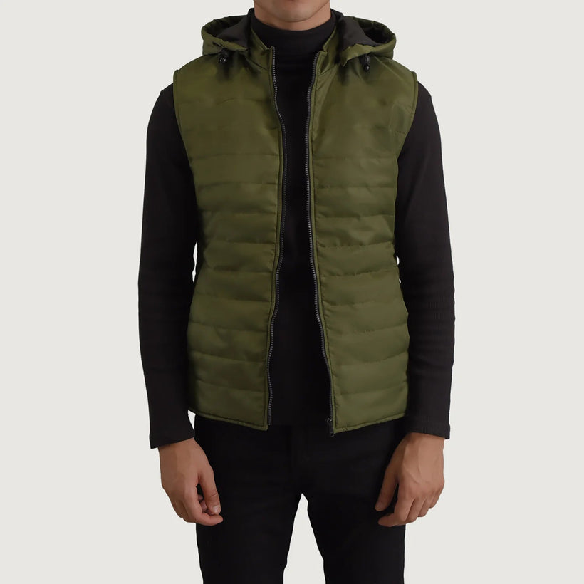Carlo Зеленая Hooded Puffer Vest мужская