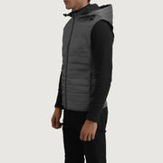 
Green Full-Grain leather Vest - Вид сзади, подчеркивающий посадку по плечам и ровный край