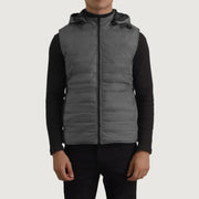 
Крупный план деталей of Classic Collar & Zipper Hardware on Carlo Grey Утепленный жилет с капюшоном для Мужчин