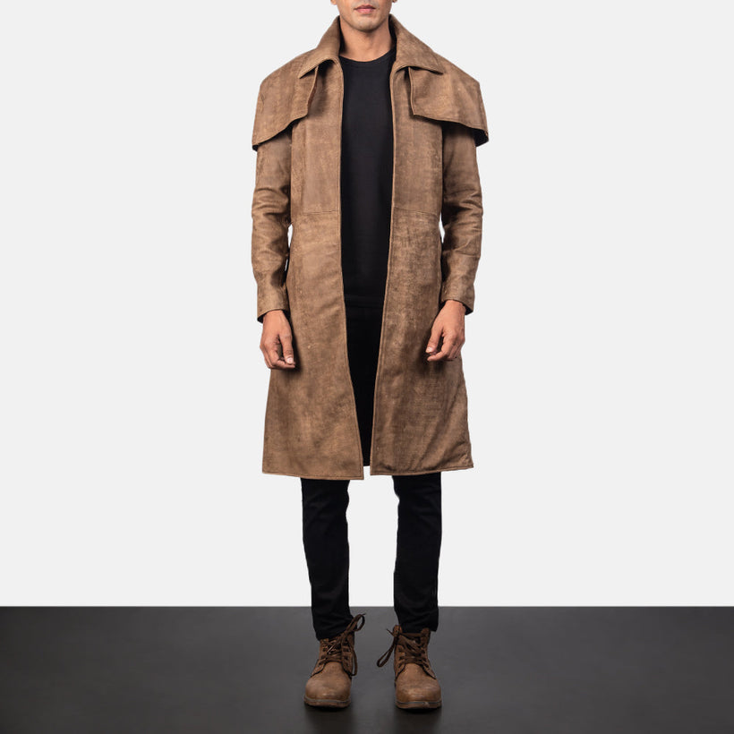 Classic Коричневый Leather Duster для Мужчин