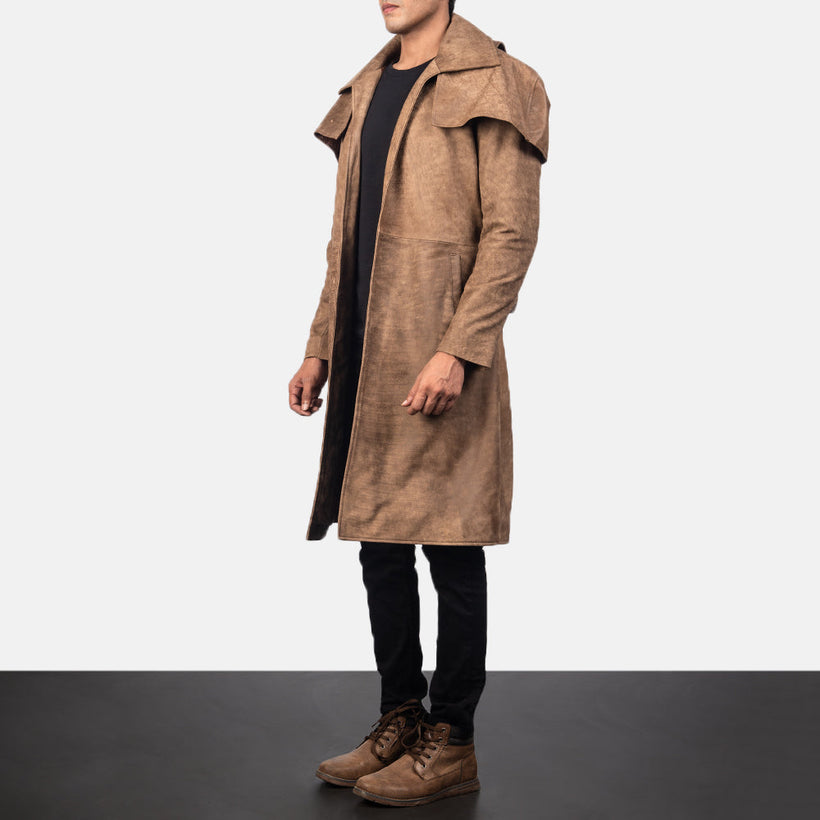 Classic Коричневый Leather Duster для Мужчин