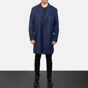 
Blue Wool Double Breasted Coat in Navy Blue Synthetic Wool - Вид спереди и приталенный силуэт | Купить в официальном онлайн-магазине