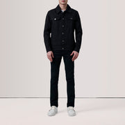 Black Full-Grain leather Jacket - Back View Showing Tailored Shoulder Fit &amp; Clean Hemline