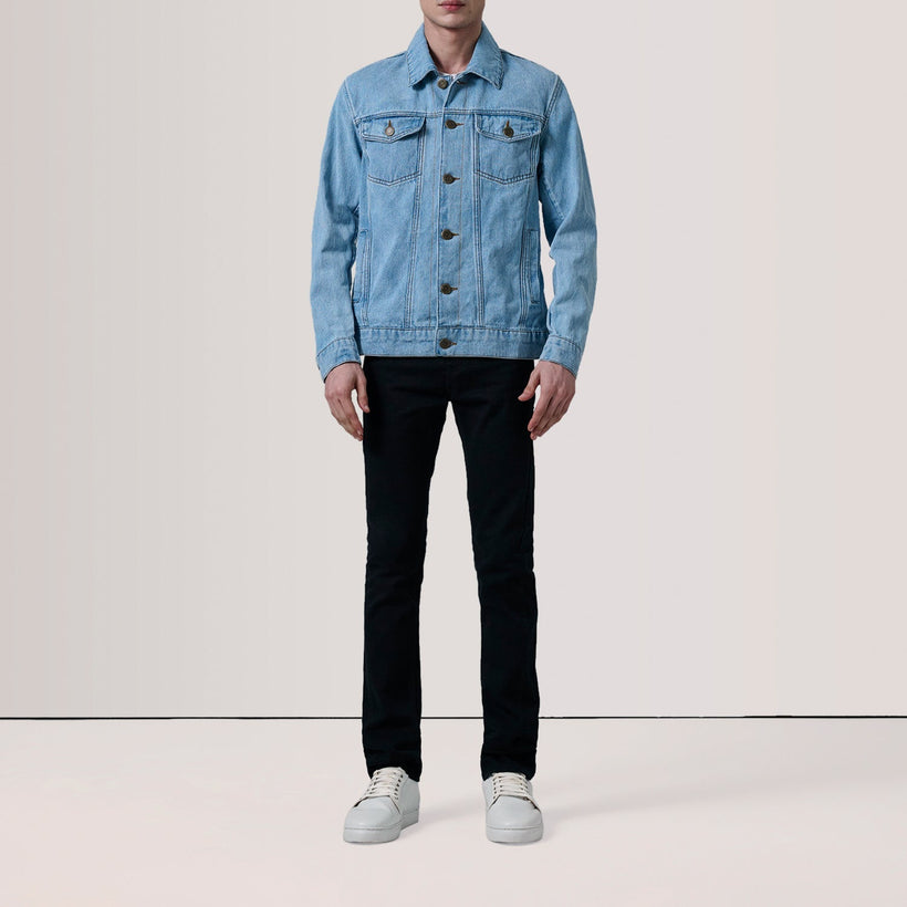 Conard Light Синяя Denim Trucker Кожаная куртка мужская