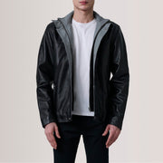 
Henrik Grey Suede Cafe Racer For Men in Grey Goatskin Suede - Вид спереди и приталенный силуэт | Купить в официальном онлайн-магазине