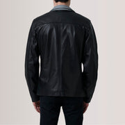 
Крупный план деталей of Band Collar with Snap Button & Zipper with placket Hardware on Henrik Grey Suede Cafe Racer For Men