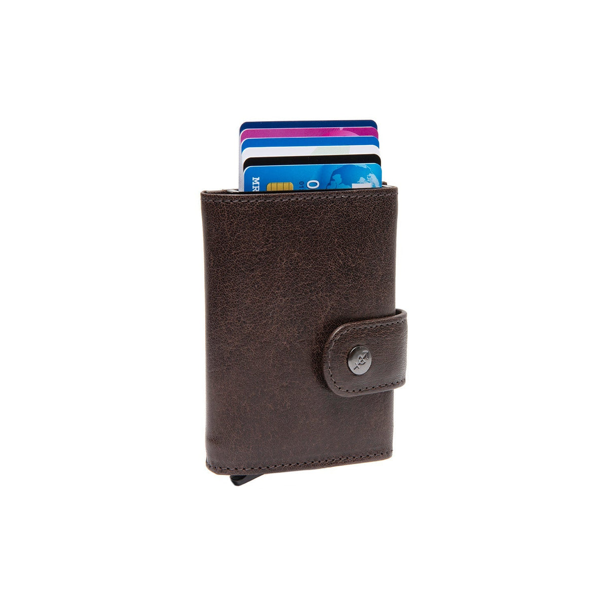 Varrano Цельнозерновая кожа Card Holder женская in Classic 100% Full-Grain Leather - Full Exterior Front Profile View | Купить онлайн