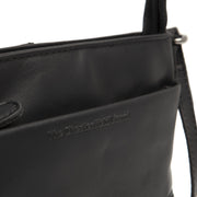 Solid Antique Brass Hardware &amp; Heavy-Duty Dual Zipper Detail on Salerno Full-Grain Leather Crossbody Bag