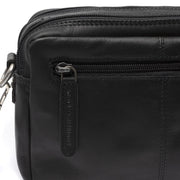 Solid Antique Brass Hardware &amp; Heavy-Duty Dual Zipper Detail on Samui Full-Grain Leather Crossbody Bag