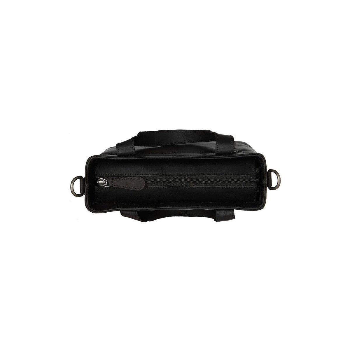 Close-Up Detail of Classic Collar &amp; Heavy-Duty Zipper Hardware on Lingfield Full-Grain Leather Handbag