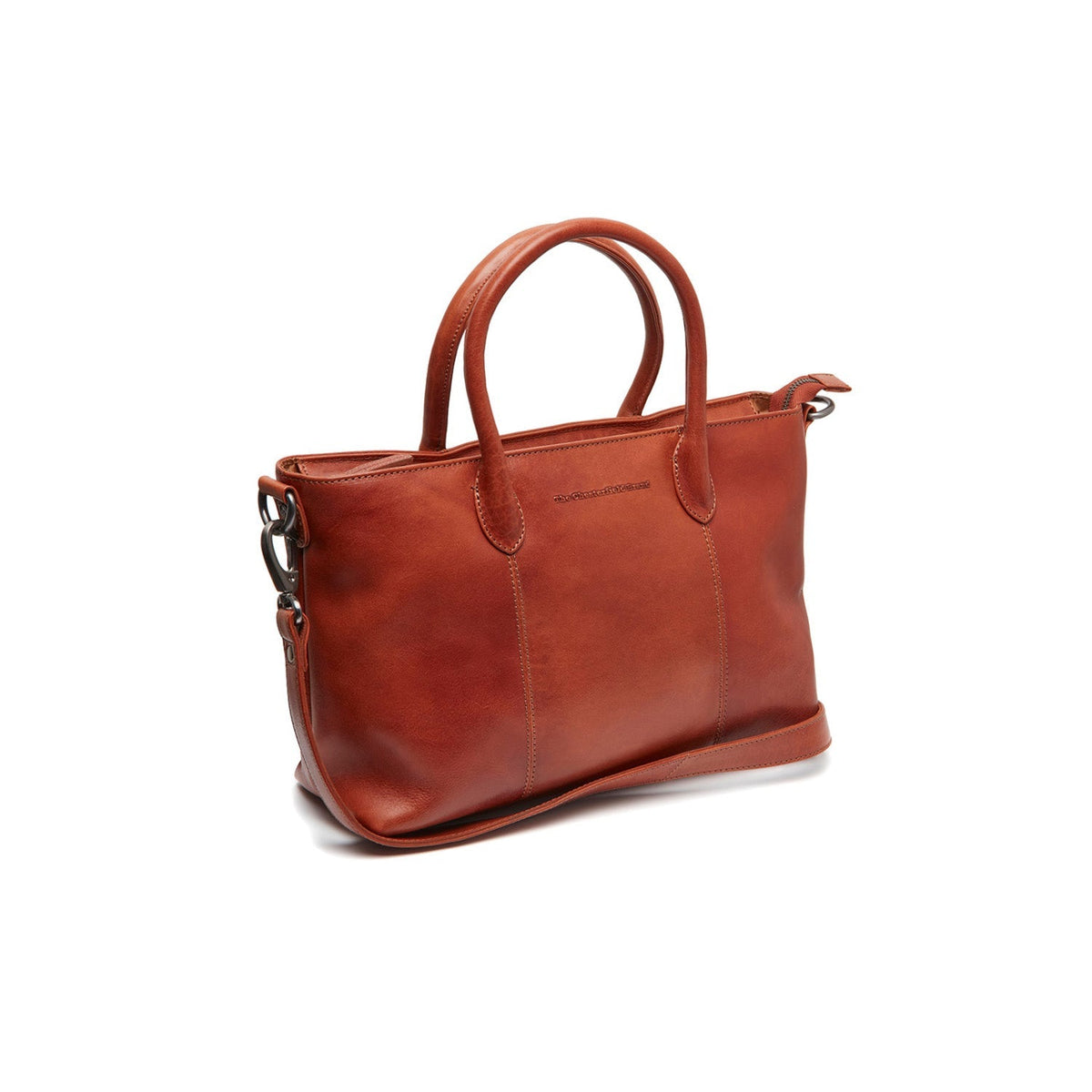 Tailored Rib Cuffs &amp; Hem Craftsmanship Construction Detail on Pergamino Full-Grain Leather Handbag