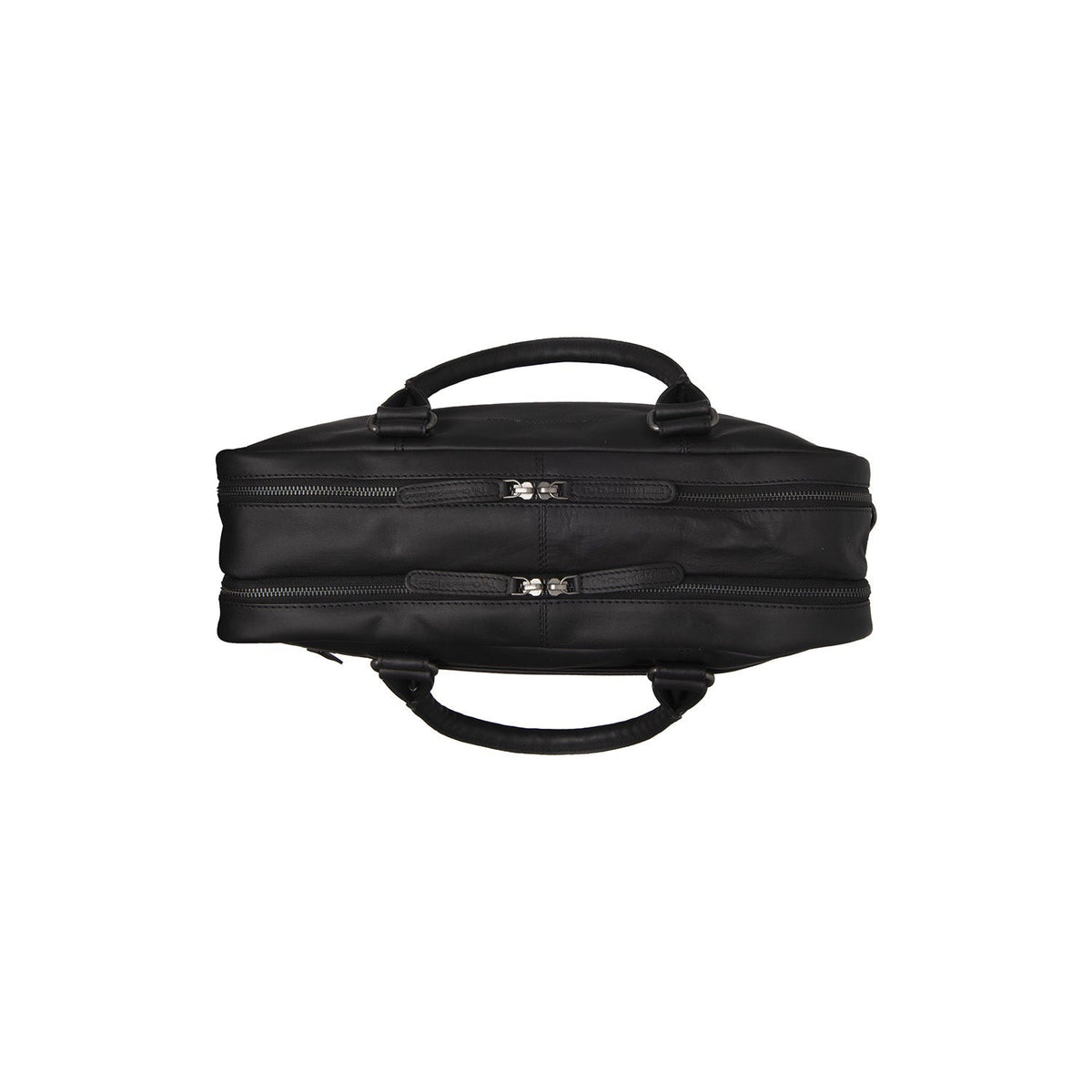 Solid Antique Brass Hardware &amp; Heavy-Duty Dual Zipper Detail on Boston Full-Grain Leather Laptop Bag