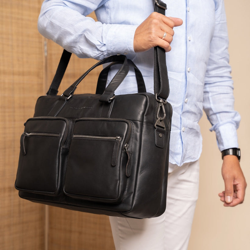 Misha Full-Grain Leather Laptop Bag женская
