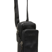 Tailored Rib Cuffs &amp; Hem Craftsmanship Construction Detail on Valdes Full-Grain Leather Phone Bag