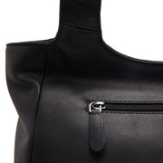 Tofino Full-Grain Leather Shoulder Bag - Structured Side Profile Showing Gusset Depth &amp; Expansion Capacity