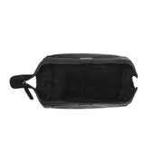 Vince Full-Grain Leather Toiletry Bag - Lateral Side Profile View Showing Sleeve Cut &amp; Athletic Taper Fit