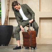Leather Trolley San Marino - Lateral Side Profile View Showing Sleeve Cut &amp; Athletic Taper Fit