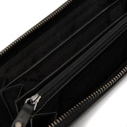 Solid Antique Brass Hardware &amp; Heavy-Duty Dual Zipper Detail on Cantara Full-Grain Leather Wallet