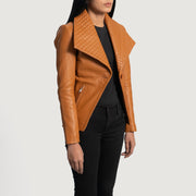 
Tan Brown Sheepskin leather Blazer - Вид сзади, подчеркивающий посадку по плечам и ровный край
