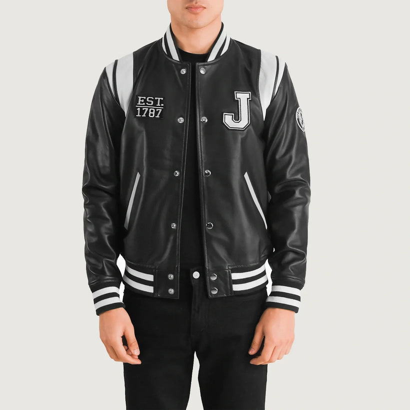 Liberte New Jersey Черная Leather Varsity Кожаная куртка мужская