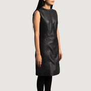 
Luxe Черный Leather Dress для Женщин - Вид сзади, подчеркивающий посадку по плечам и ровный край