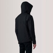 
Крупный план деталей of Hooded & Zipper with placket Hardware on Marlo Черный Canvas Hooded Work Кожаная куртка для Мужчин For Men